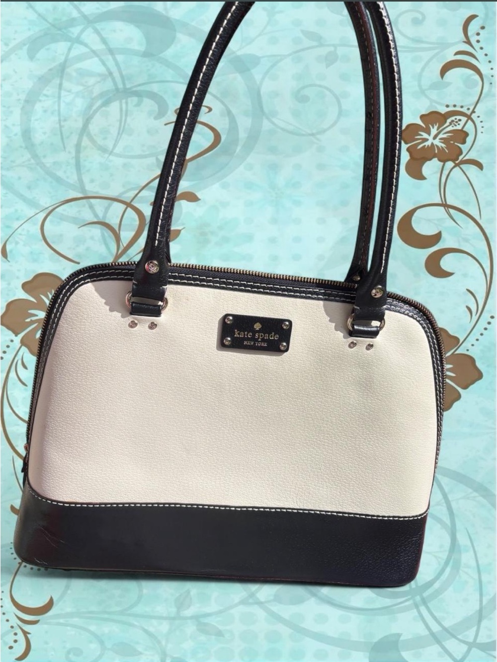 kate spade Cream and Black Two-Tone Dome Shoulder Bag